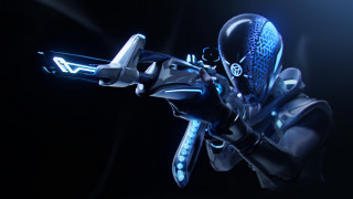 Futuristic man glowing weapon cobra - a sci free wallpaper
