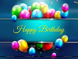 Birthday card balloons streamers blue - a birthday card free wallpaper