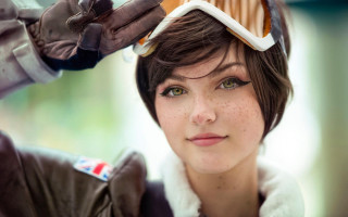 Woman helmet gloves photorealism cosplay - a helmet free wallpaper