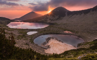 Lake mountains sunset clouds puzzle - beautiful landscape free wallpaper for desktop