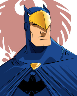 Cartoon man blue suit gold - flat free wallpaper