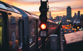 Train city sunset blurry background - city free wallpaper