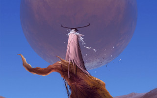 Woman balloon fantasy sky dress - a long dress free wallpaper