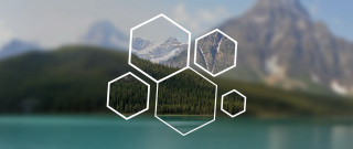 Mountain lake trees hexagons geometric - geometric shape free wallpaper