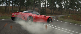Red sports car smoking hood - cinematic focus free wallpaper