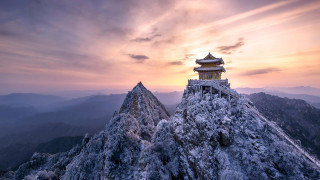Mountain tower sky clouds sunset - a tower free wallpaper