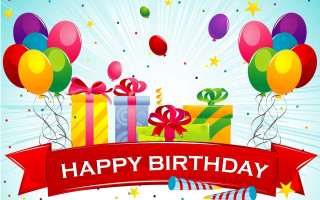 Birthday presents balloons red ribbon - a happy birthday free wallpaper