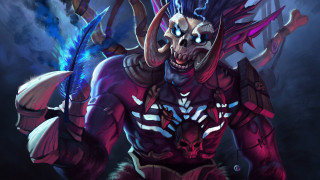 Demonic armor horns glowing skull - brom free wallpaper