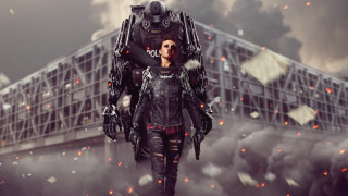 Futuristic woman robot city smoke - a giant robot free wallpaper