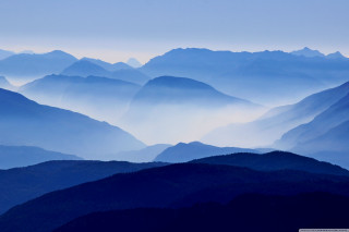 Mountain range blue sky clouds 11 - a matte painting free wallpaper