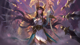 Woman sword demon flames fanqi - holding free wallpaper