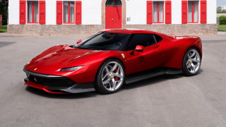 Red sports car white building 3 - the window free wallpaper