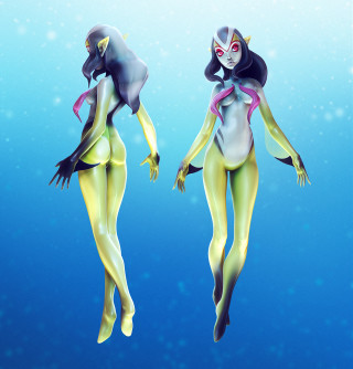 Floating fish girl holography underwater - the water free wallpaper