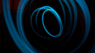 Blue light painting circular hologram - long exposure free wallpaper