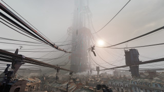City powerlines ladder retrofuturism sky - cedric peyravernay free wallpaper