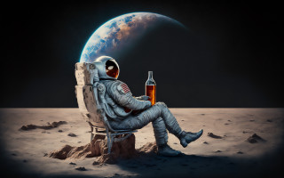 Man sitting beer space astronaut - a bottle of beer free wallpaper