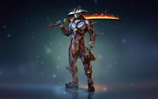 Fantasy character sword flame stick - dai jin free wallpaper