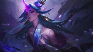 Blue horned woman fantasy art - background free wallpaper for desktop