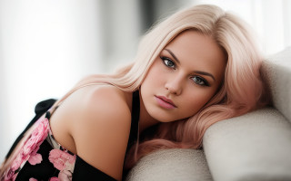 Blonde woman laying couch portrait - anna maria barbara abesch free wallpaper
