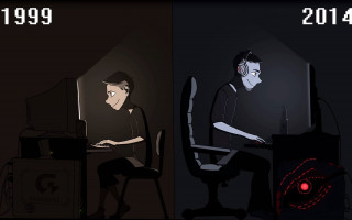 Man sitting computer redlight boys - game art free wallpaper