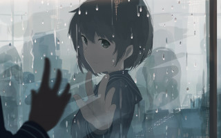 Rainy window person reaching out - atey ghailan free wallpaper