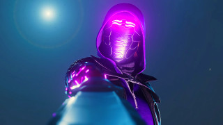 Purple hooded figure glowing light - jacket free wallpaper