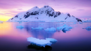 Snowy mountain water icebergs sunset - snow next free wallpaper