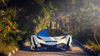 Blue white car futuristic park - farid mansour free wallpaper