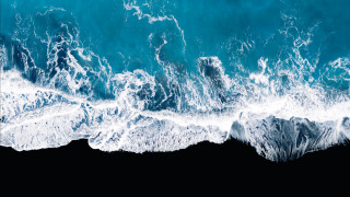 Black white wave crash beach - ocean free wallpaper