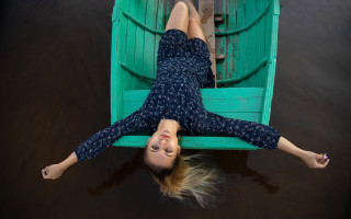Woman boat water portrait blonde - a boat free wallpaper