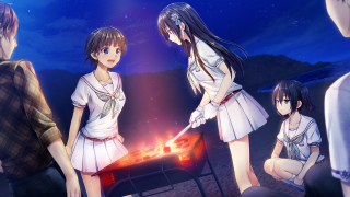 Group firepit girl knife man - a fire pit free wallpaper