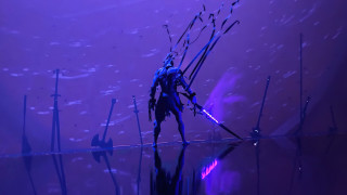 Purple silhouette skiing night starry - bedwyr williams free wallpaper
