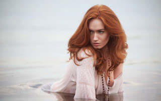 Red haired woman water serious - anna maria barbara abesch free wallpaper