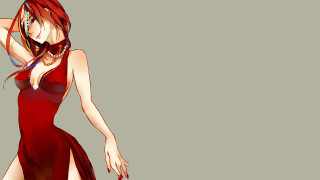 Woman red dress knife cigarette - her mouth free wallpaper