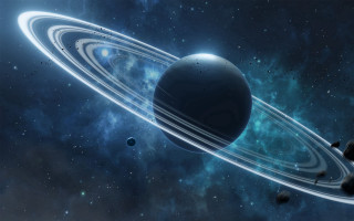 Planet rings stars space 1970s - image of a planet free wallpaper