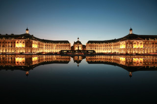 Large building clock tower night 24 - perfect symmetry free wallpaper