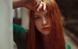 Redhair woman portrait looking camera - red hair free wallpaper