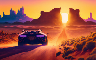 Desert road sunset rock formation - anton fadeev free wallpaper