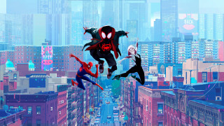 Flying heroes cityscape spiderverse architecture - alton tobey free wallpaper for desktop