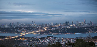 City skyline river bridge water - a large body of water free wallpaper