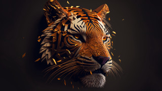 Tiger paper head gold foil - paper free wallpaper