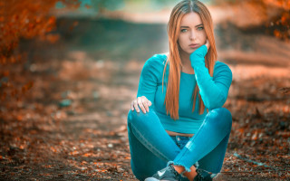 Woman forest autumn fire sitting - a forest in the background free wallpaper