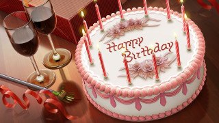 Birthday cake candles wine glass 3 - two glass of wine free wallpaper