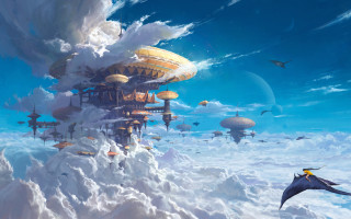 Sky city bird fantasy elysium - elysium free wallpaper