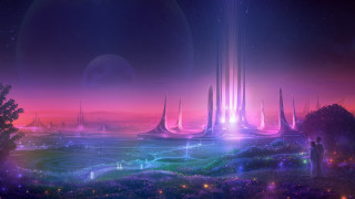 Futuristic city night man cityscape - a futuristic city free wallpaper