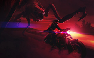 Man motorcycle giant monster red - darek zabrocki free wallpaper
