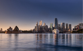 City skyline cruise ship waterfront - elizabeth durack free wallpaper