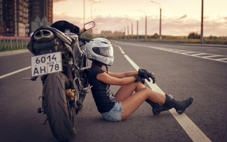 Woman motorcycle outdoors ankazhuravleva gloves - the side of a road next free wallpaper