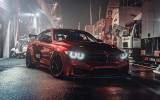 Red car garage manhighlights night - caspar wolf free wallpaper
