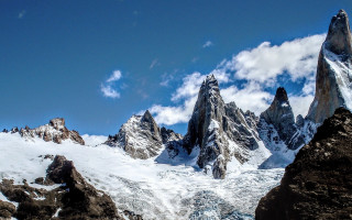 Mountain range snow rocks clouds - a mountain range free wallpaper